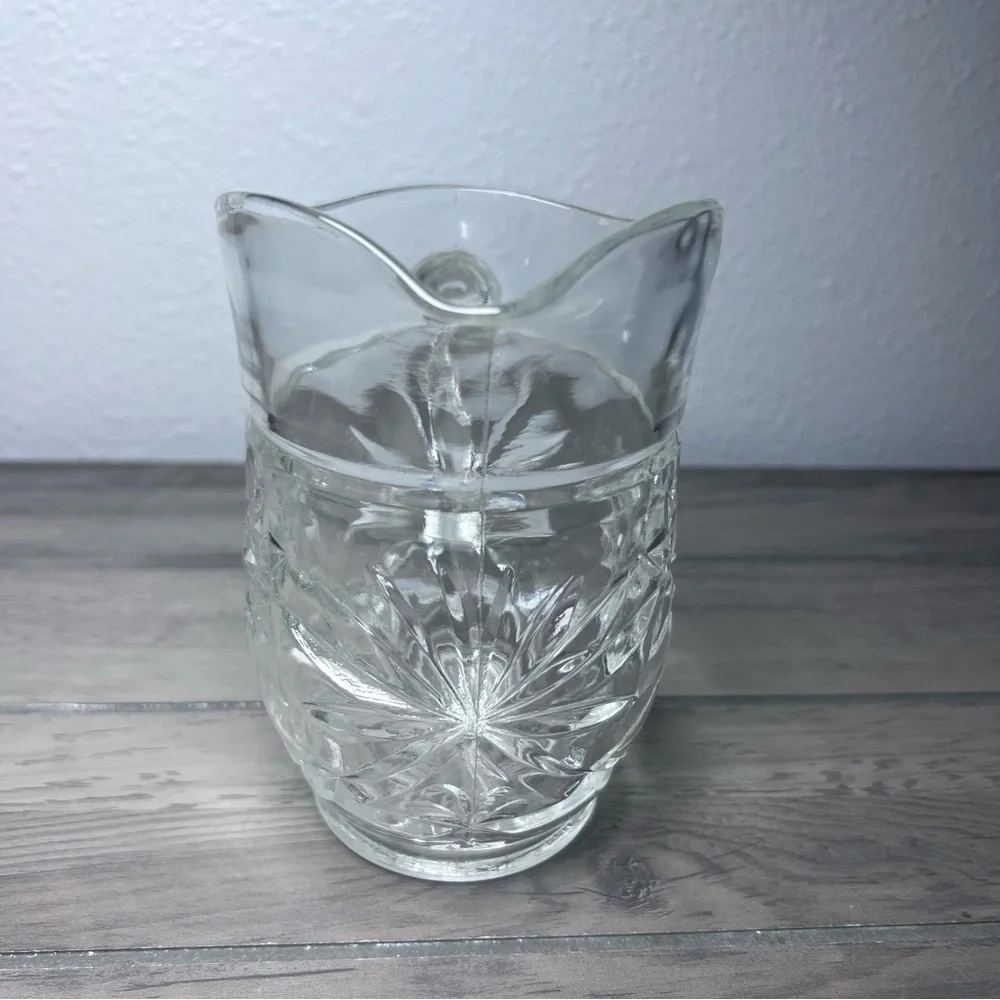 Vintage Anchor Hocking Early American Prescut (EAPC) Star of David Glass Pitcher